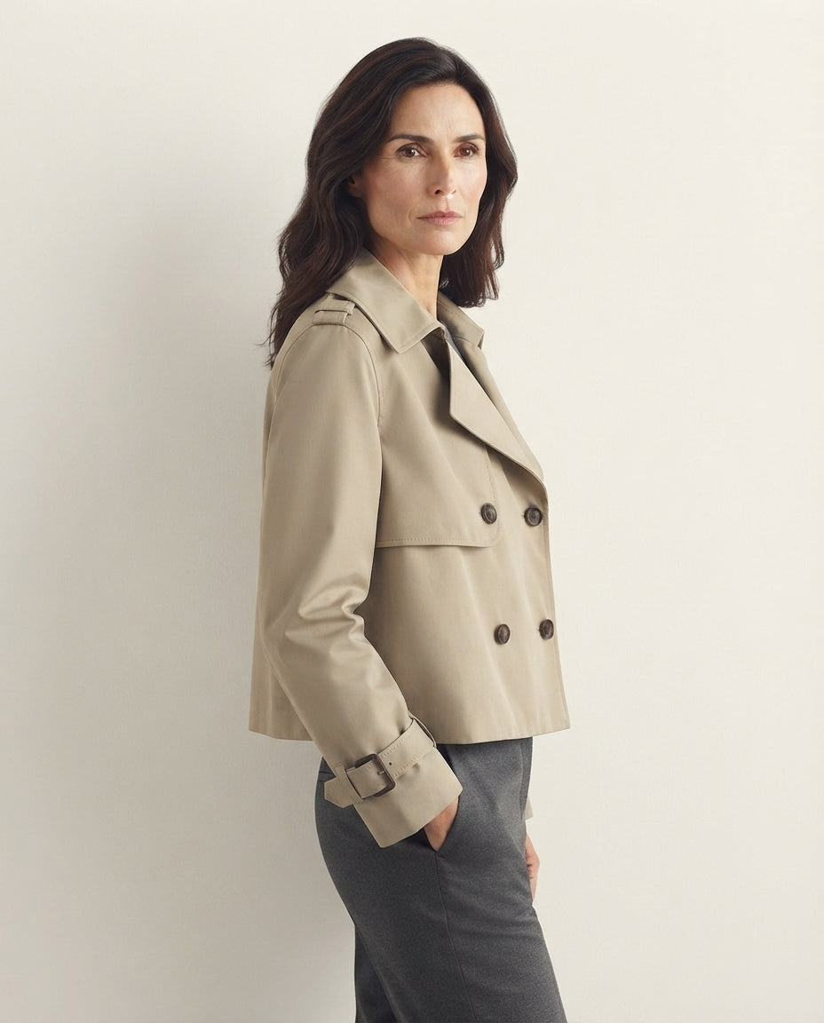 Giacca Corta Donna Trench Doppio Petto Colori Disponibili