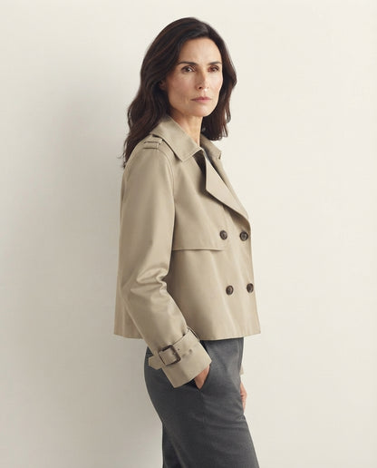 Giacca Corta Donna Trench Doppio Petto Colori Disponibili