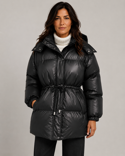 Piumino Donna Invernale con Cappuccio e Coulisse in Vita