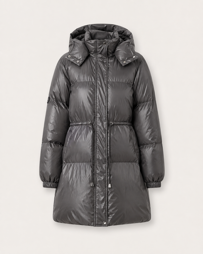 Piumino Donna Invernale con Cappuccio e Coulisse in Vita